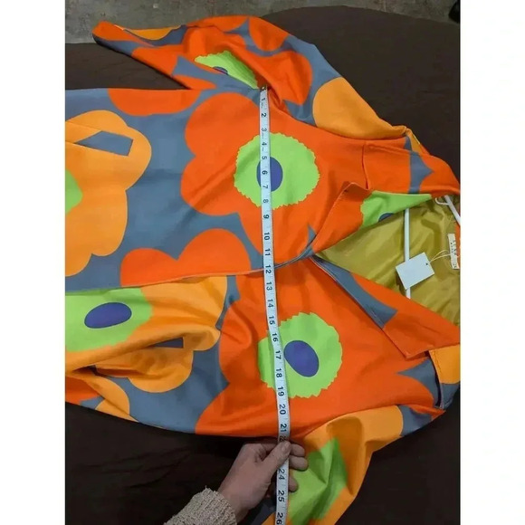 Gorgeous Luxe Moda vibrant psychedelic flower neon long sleeve jacket 2XL - Picture 7 of 8